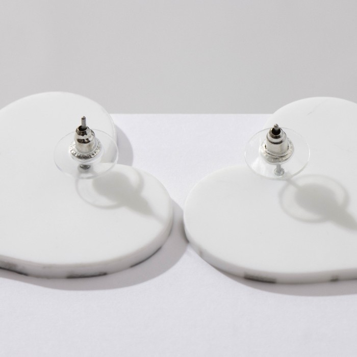 Серьги акрил «Сердце» барс, цвет чёрно-белый Серьги акрил «Сердце» барс, цвет чёрно-белый