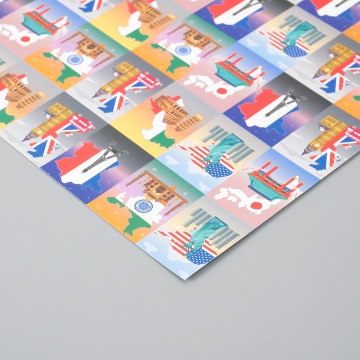 Бумага для скрапбукинга двусторонняя Бумага для скрапбукинга двусторонняя "Путешествия" плотность 180 гр набор 5 шт 30,5х32 см