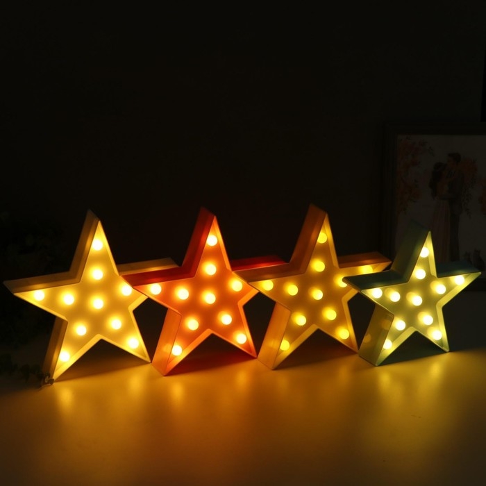 Ночник пластик от батареек 2АА Ночник пластик от батареек 2АА "Звезда" МИКС 24х23х5 см RISALUX