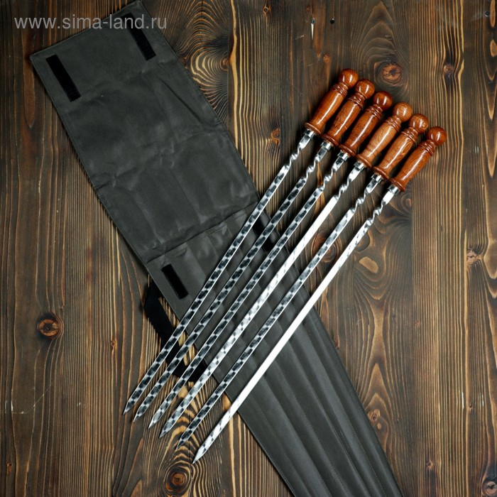 Набор шампуров  Набор шампуров "Ташкент" в чехле, 6 шт, рабочая часть - 50см, зеленый