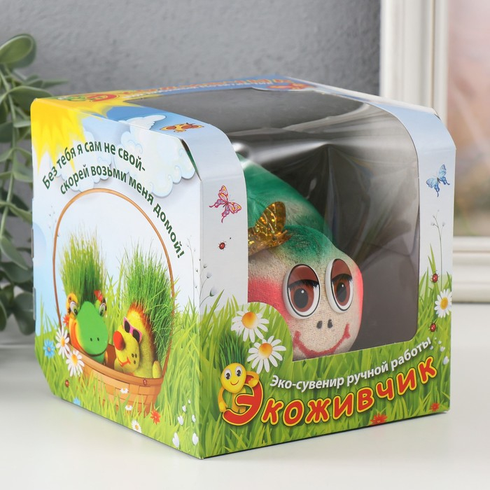 Растущий подарок травка Экоживчик "Черепаха" в подарочной упаковке МИКС