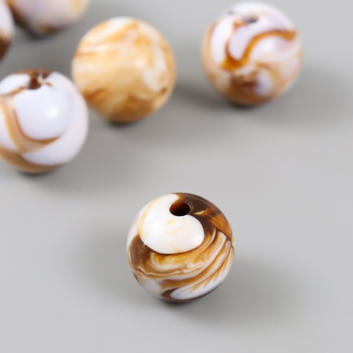 Бусины для творчества пластик Бусины для творчества пластик "Разводы краски. Коричневые" d=1,8 см набор 20 гр