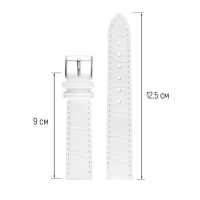 Ремешок для часов, мужской, 20 мм, запряжник 75 мм, горт 115 мм, натуральная кожа, белый