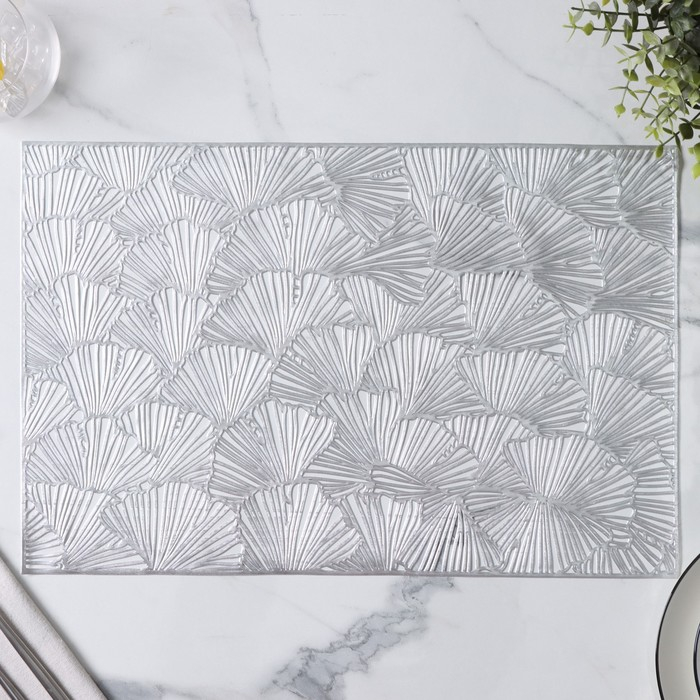 Салфетки сервировочные на стол Доляна «Веер», 4 шт, 30×45 см, цвет серебряный