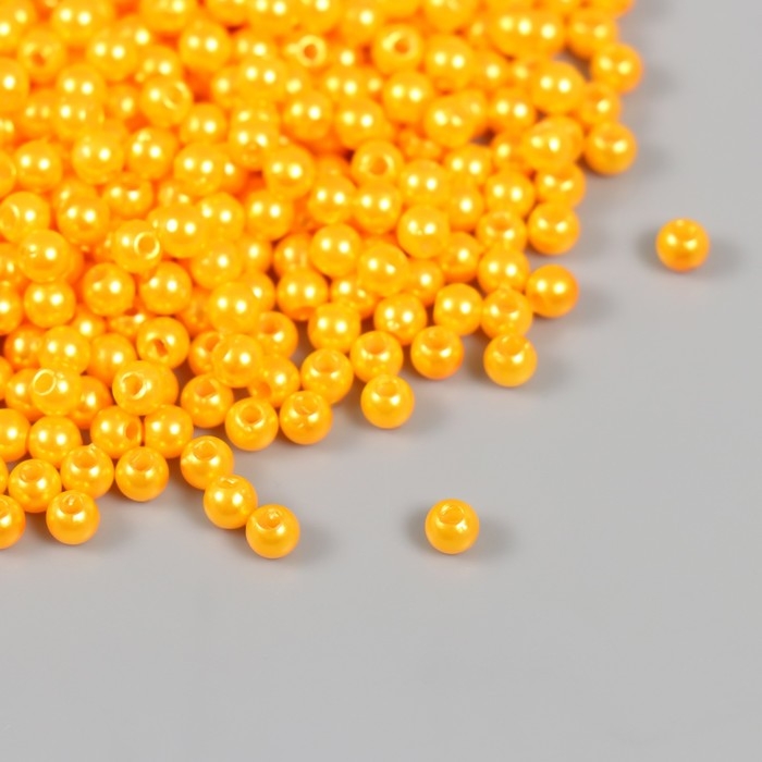 Набор бусин Набор бусин "Жемчуг" d 4 мм, 250 гр, оранжевый