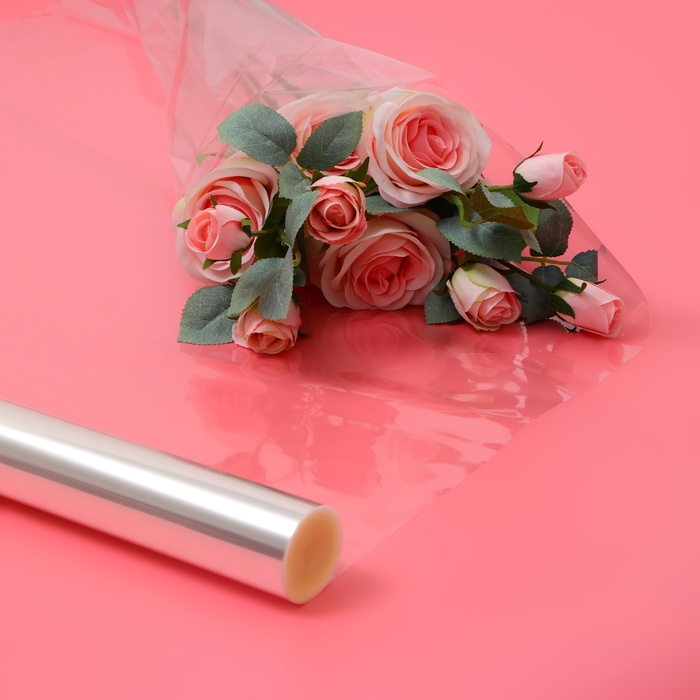 Плёнка для цветов прозрачная 0,7 х 37,5 м, 1000 г, 40 мкм Плёнка для цветов прозрачная 0,7 х 37,5 м, 1000 г, 40 мкм