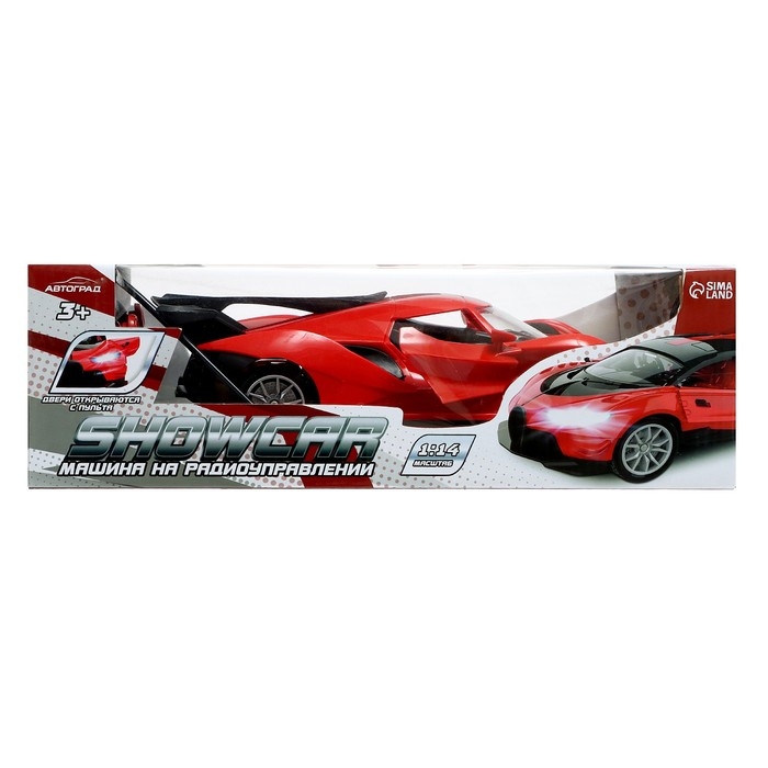 Машина радиоуправляемая «Шоукар», 1:14, световые эффекты, открываются двери, работает от батареек, цвет красный Машина радиоуправляемая «Шоукар», 1:14, световые эффекты, открываются двери, работает от батареек, цвет красный