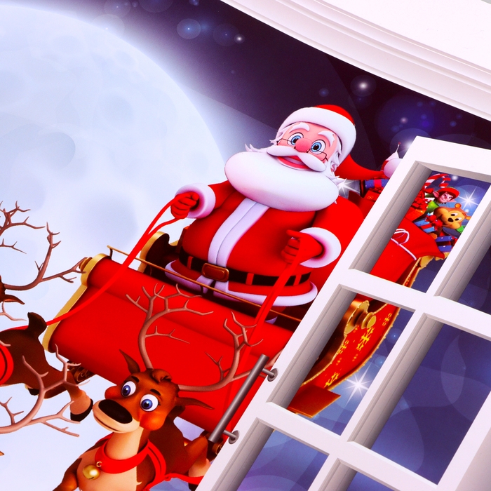 Наклейка 3Д интерьерная Новый год 70*50см Наклейка 3Д интерьерная Новый год 70*50см