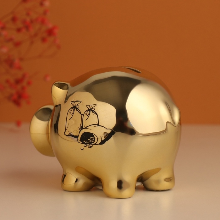 Копилка керамика  Копилка керамика "Золотой свин. Бабки-и-и" 11,3х8,9х9,5 см