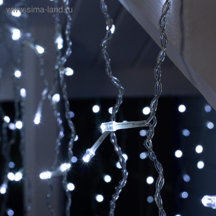 Гирлянда «Бахрома» 3 × 0.9 м, IP44, УМС, прозрачная нить, 232 LED, свечение белое, 220 В