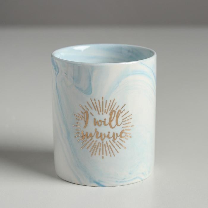 Горшок для цветов с тиснением, I will survive, 8 х 9.5 см Горшок для цветов с тиснением, I will survive, 8 х 9.5 см