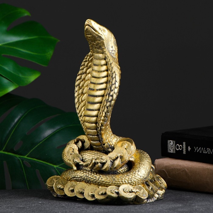 Фигура Фигура "Кобра на деньгах" золото, 26х16х10см