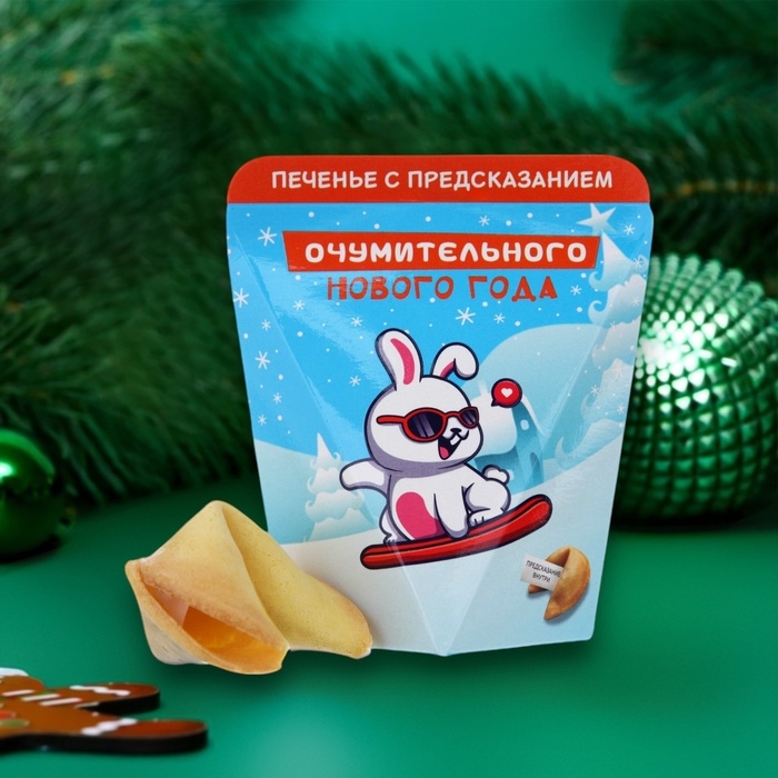 Новый год. Печенье с предсказанием  Новый год. Печенье с предсказанием "Очумительного Нового года", 6 г