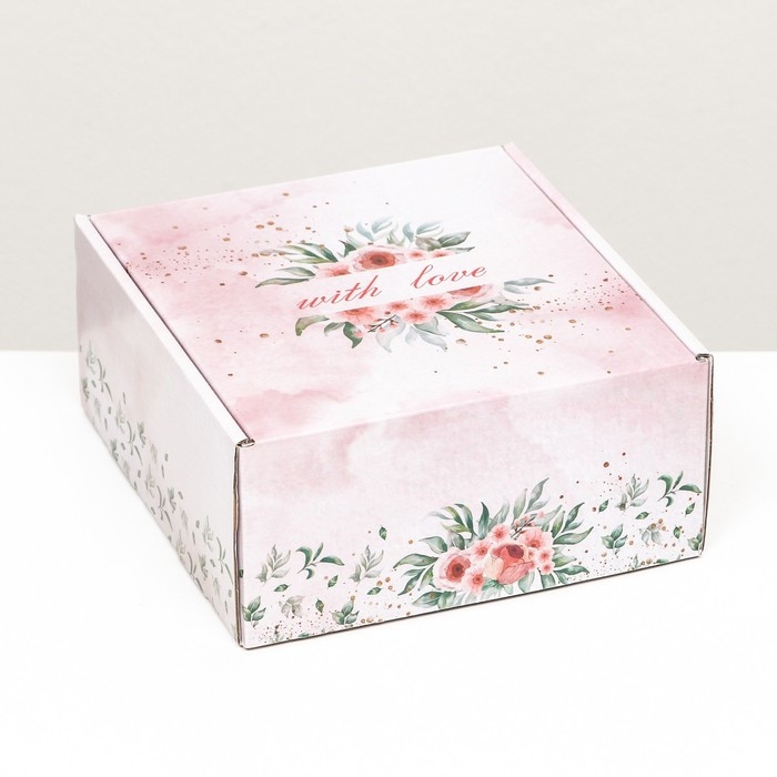 Коробка самосборная, без окна Коробка самосборная, без окна "With Love" 19 х 19 х 9 см