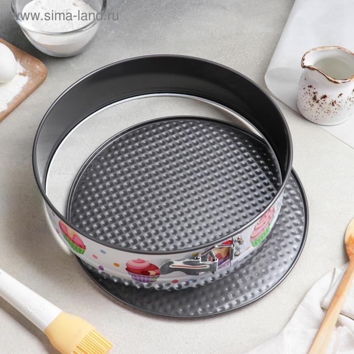 Набор форм для выпечки Доляна «Милый кондитер», 3 предмета: d=28/26/24×7 см, съёмное дно, антипригарное покрытие, цвет белый