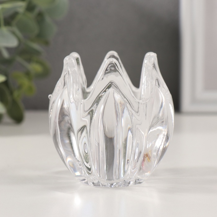 Подсвечник стекло на 1 свечу  Подсвечник стекло на 1 свечу "Остроконечный тюльпан" прозрачный 7х7х7 см