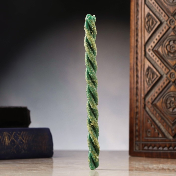 Свеча-скрутка  Свеча-скрутка "Стабильный доход" с лавром, иван-чаем и маслом пачули, 16х1,2 см, зеленый