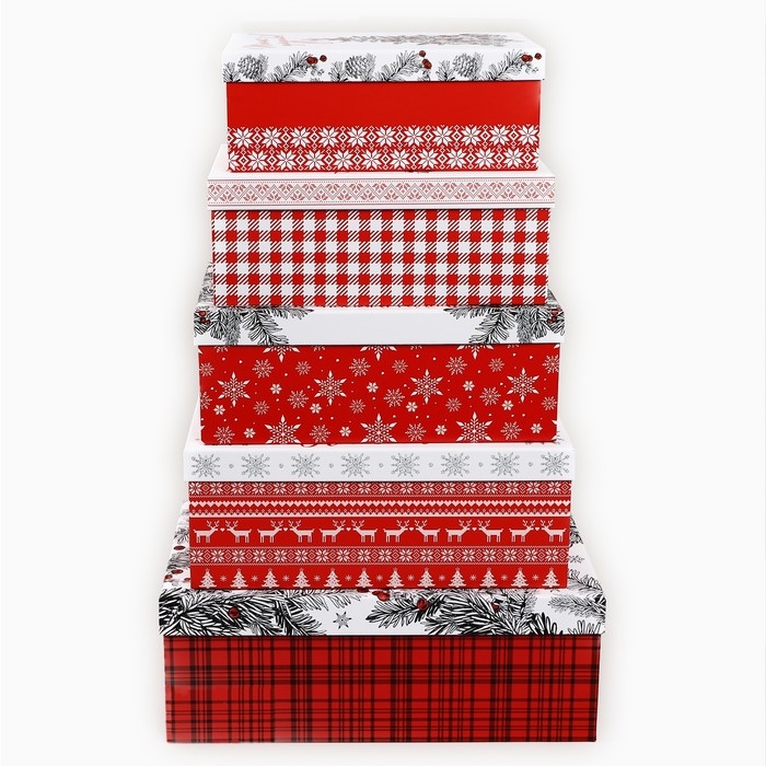 Набор подарочных коробок 5 в 1 «Уютного нового года», 22 х 14 х 8,5 ‒ 32.5 х 20 х 12.5 см, Новый год Набор подарочных коробок 5 в 1 «Уютного нового года», 22 х 14 х 8,5 ‒ 32.5 х 20 х 12.5 см, Новый год