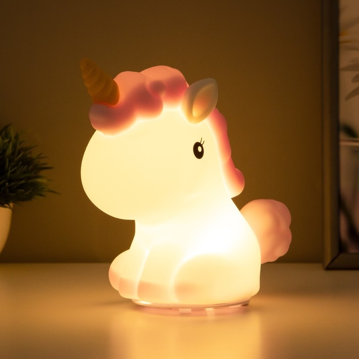 Ночник-мякиш Ночник-мякиш "Антистресс единорог" LED бело-фиолетовый 18х10х16 см