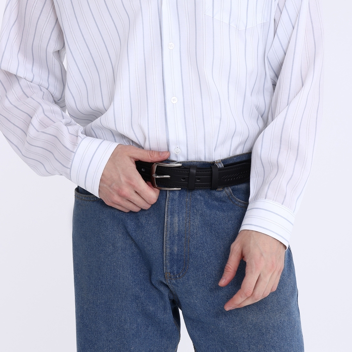 Ремень мужской «Великан», ширина 4 см, винт, пряжка металл, цвет чёрный Ремень мужской «Великан», ширина 4 см, винт, пряжка металл, цвет чёрный