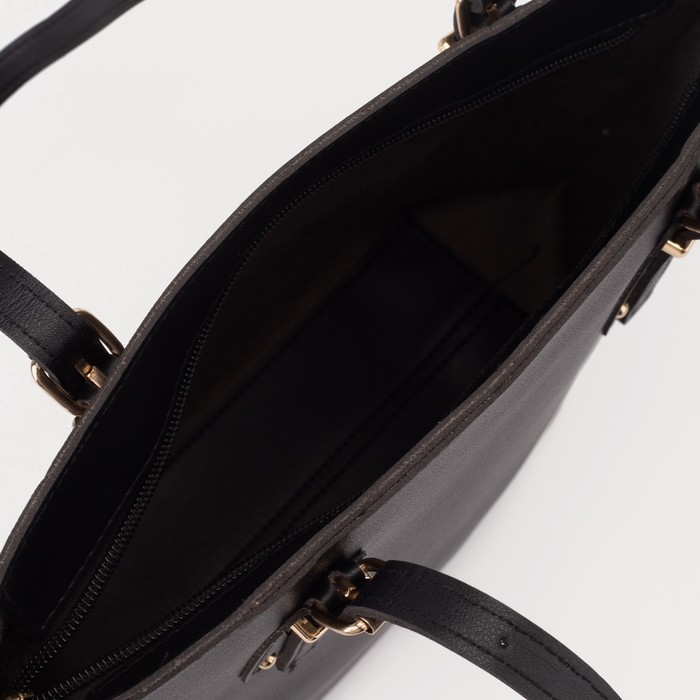 Сумка-шопер женская на молнии, наружный карман, цвет чёрный