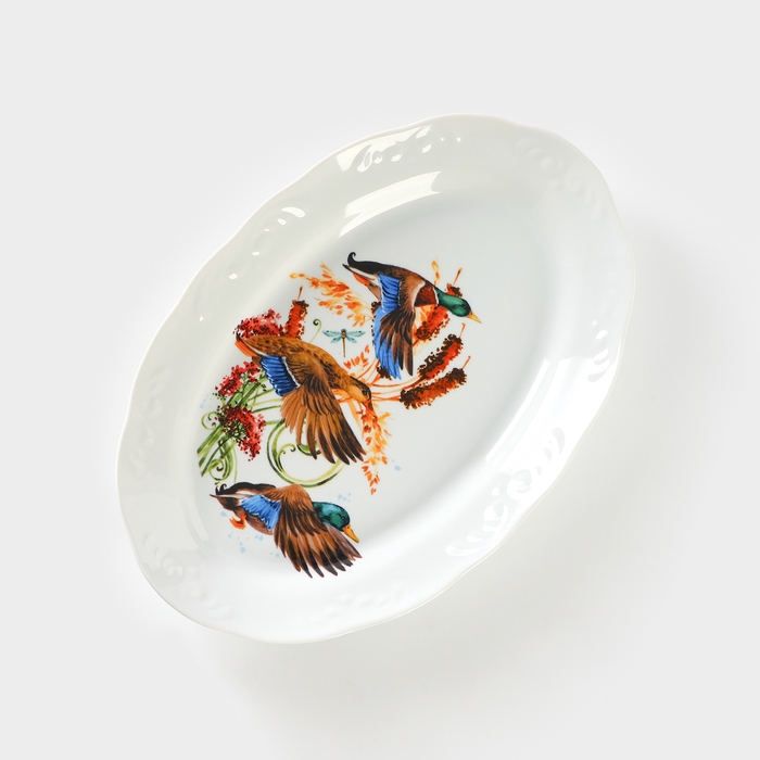 Блюдо фарфоровое «Сезон охоты», d=31,5 см, белое, МИКС Блюдо фарфоровое «Сезон охоты», d=31,5 см, белое, МИКС