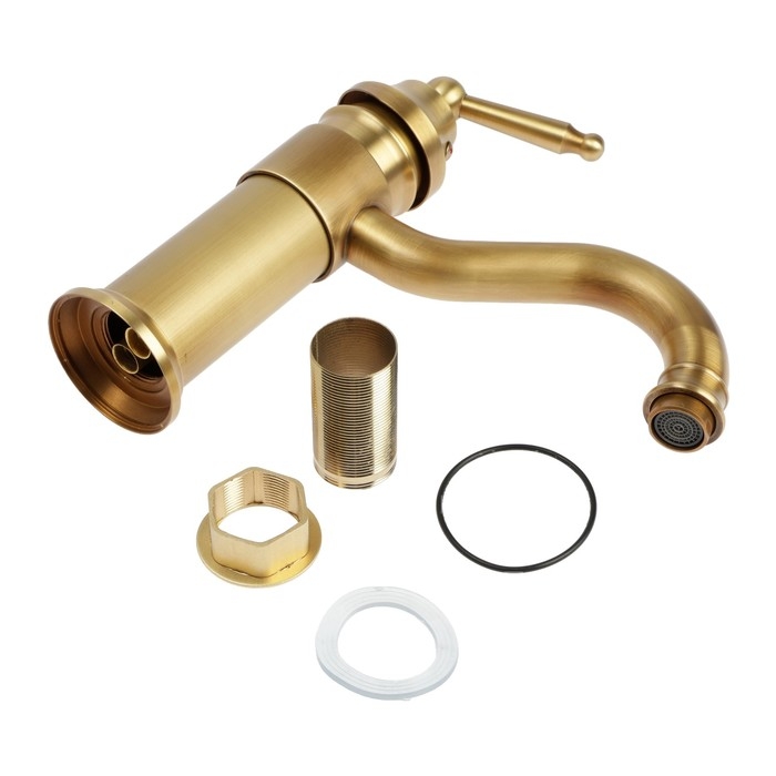 Смеситель для раковины ZEIN Ретро, изогнутый излив, без подводки, латунь, цвет бронза Смеситель для раковины ZEIN Ретро, изогнутый излив, без подводки, латунь, цвет бронза