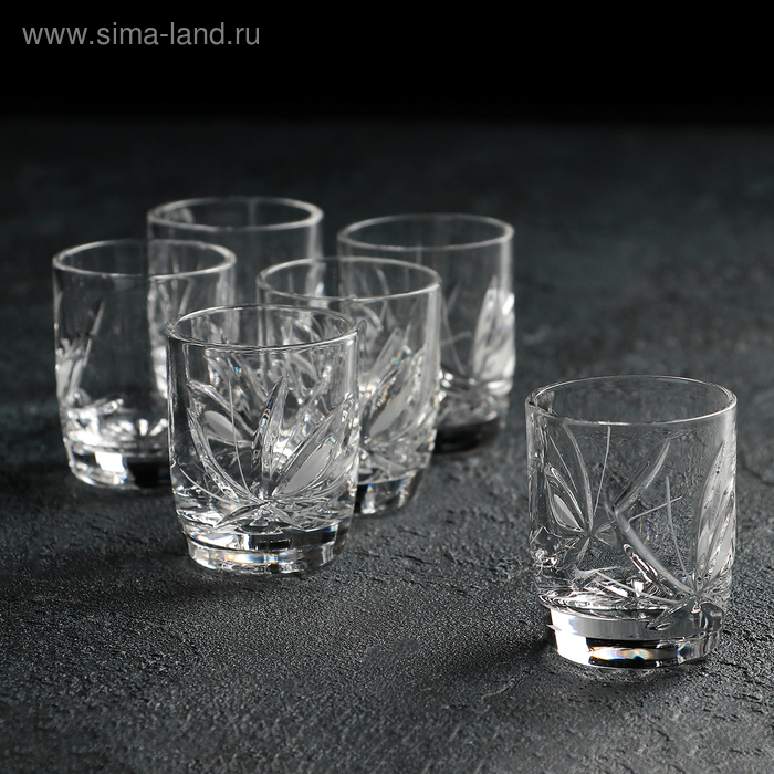 Набор стопок хрустальных для вина «Цветок», 35 мл, 6 шт Набор стопок хрустальных для вина «Цветок», 35 мл, 6 шт