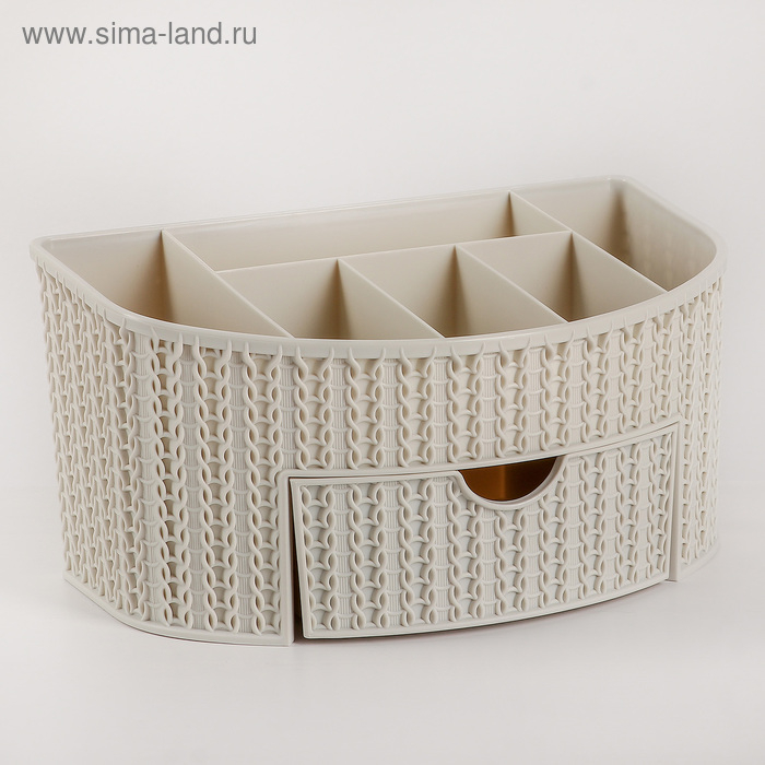 Органайзер «Вязание», с ящиком, цвет белый ротанг Органайзер «Вязание», с ящиком, цвет белый ротанг