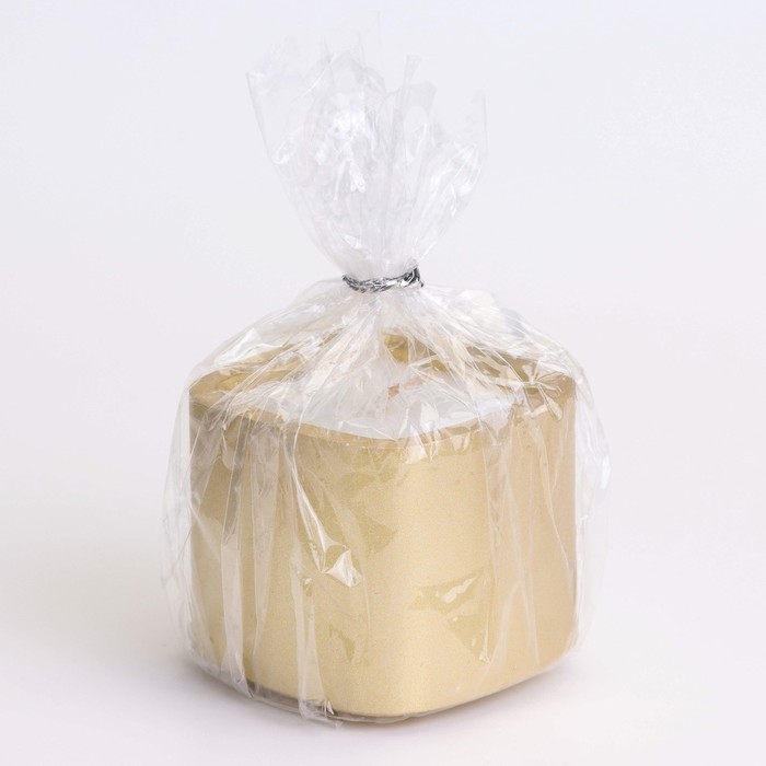 Свеча  Свеча "Квадрат. Мрамор" в подсвечнике из гипса малый,5х4,5 см,золото