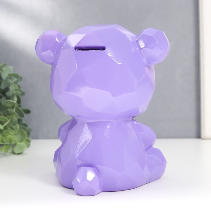 Копилка пластик Копилка пластик "Медвежонок с сердцем" сиреневый 14,5х14х17 см