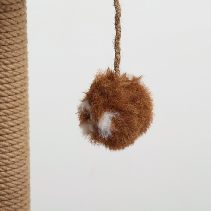 Домик для кошек с когтеточкой, двухэтажный, с окошками, 50х36х75 см, коричневая с лапками Домик для кошек с когтеточкой, двухэтажный, с окошками, 50х36х75 см, коричневая с лапками