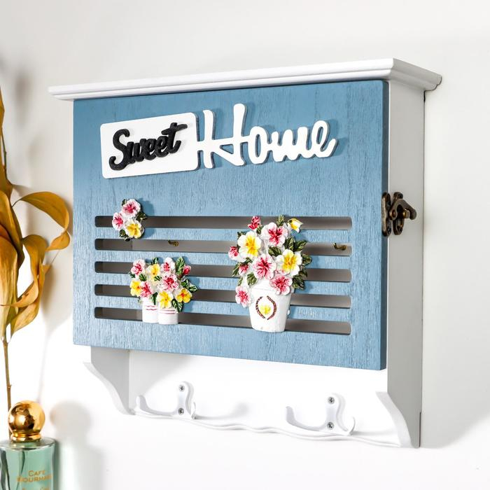 Ключница дерево 6 крючков Ключница дерево 6 крючков "Анютины глазки в горшочках" 24х8,7х26 см