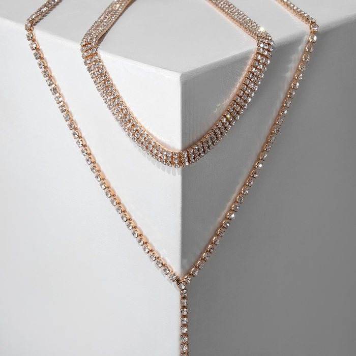 Чокер «Лёд», цвет белый в золоте 3 ряда, 44,5 см Чокер «Лёд», цвет белый в золоте 3 ряда, 44,5 см