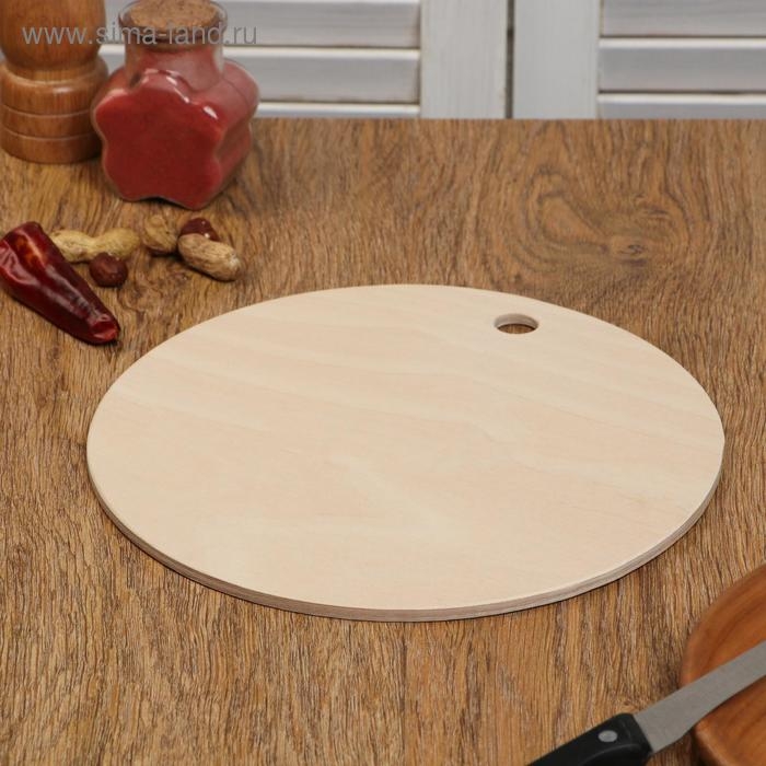 Доска разделочная деревянная "Круг с ручкой", 25×25×0,6 см