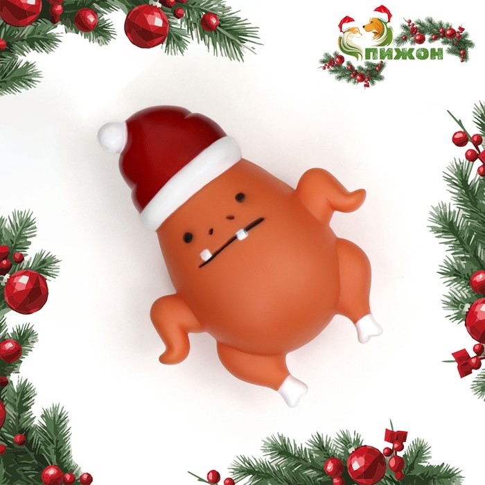 Игрушка пищащая Игрушка пищащая "Новогодняя курочка" для собак, 13 х 10 х 5,7 см