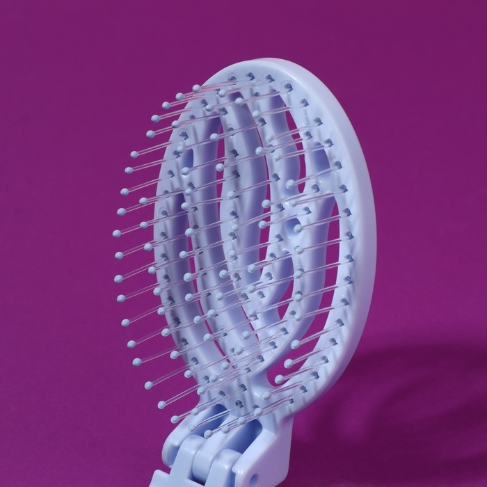 Расчёска массажная, складная, с зеркалом, 9,5 × 5,5 см, цвет голубой Расчёска массажная, складная, с зеркалом, 9,5 × 5,5 см, цвет голубой