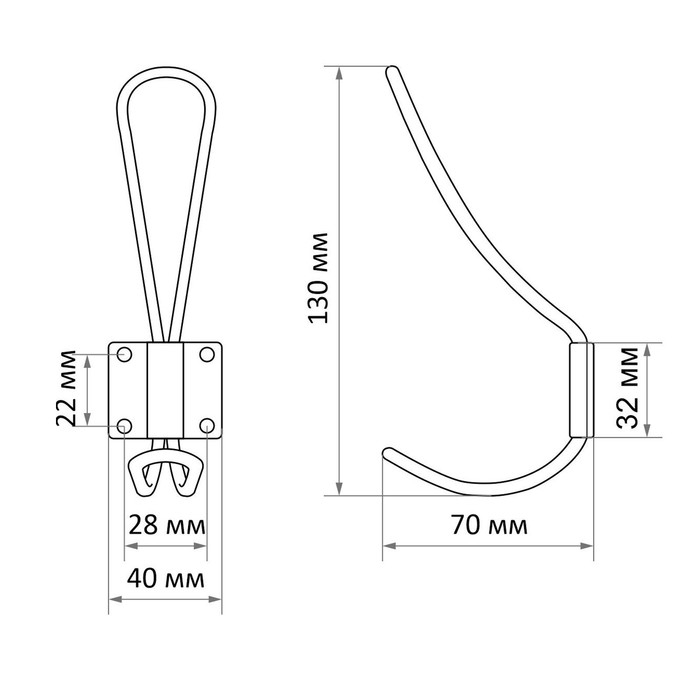 Крючок мебельный ТУНДРА TKD009, двухрожковый, бронза, 5 шт Крючок мебельный ТУНДРА TKD009, двухрожковый, бронза, 5 шт