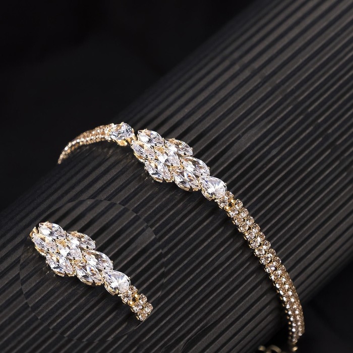 Браслет со стразами «Циркон» изыск, узор, цвет белый в розовом золоте, 15см Браслет со стразами «Циркон» изыск, узор, цвет белый в розовом золоте, 15см