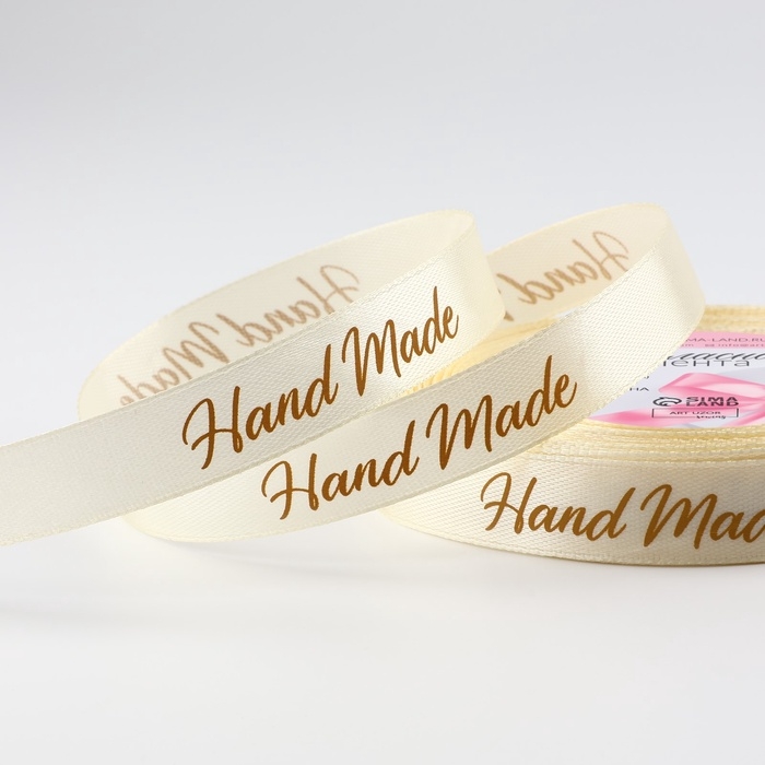 Лента атласная «Hand Made», 15 мм, 23 ± 1 м, цвет бежевый Лента атласная «Hand Made», 15 мм, 23 ± 1 м, цвет бежевый