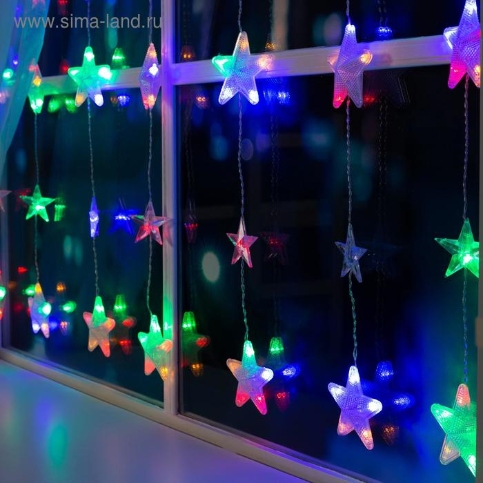 Гирлянда «Бахрома» 2.4 × 0.9 м с насадками «Звёздочки», IP20, прозрачная нить, 186 LED, свечение мульти, 8 режимов, 220 В Гирлянда «Бахрома» 2.4 × 0.9 м с насадками «Звёздочки», IP20, прозрачная нить, 186 LED, свечение мульти, 8 режимов, 220 В