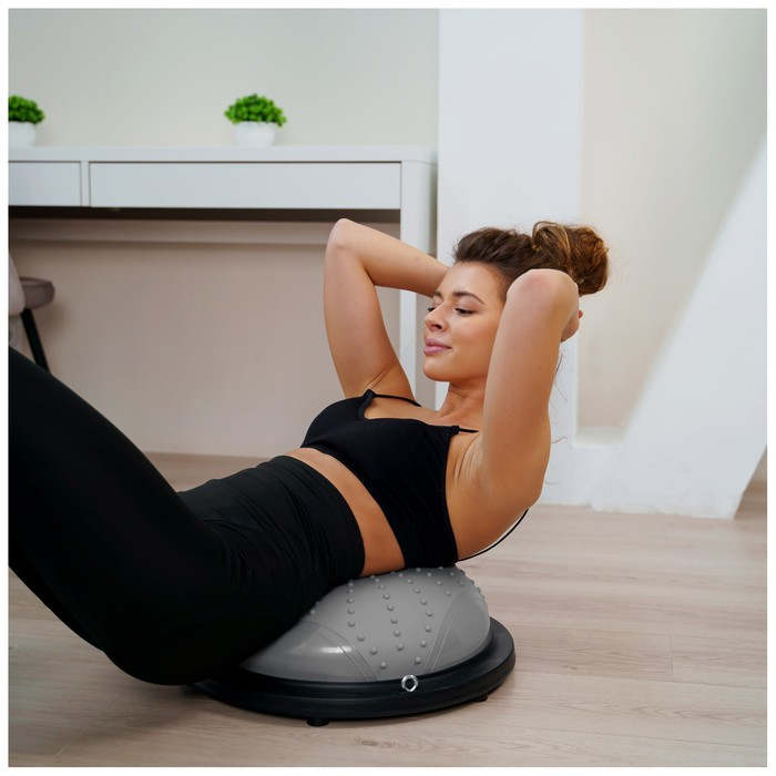 Полусфера BOSU гимнастическая, массажная, с насосом, 46х20 см, цвет серый Полусфера BOSU гимнастическая, массажная, с насосом, 46х20 см, цвет серый