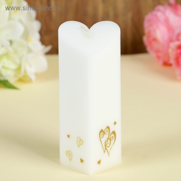 Свеча свадебная  Свеча свадебная "Сердце", 6,8х15 см, белая, домашний очаг