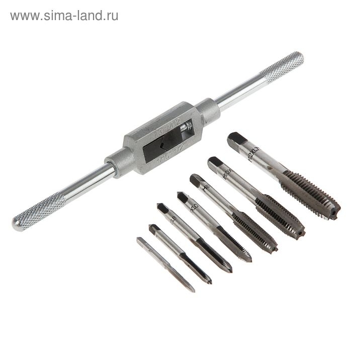 Набор метчиков ТУНДРА, М3 - М12 + метчикодержатель, 8 предметов Набор метчиков ТУНДРА, М3 - М12 + метчикодержатель, 8 предметов