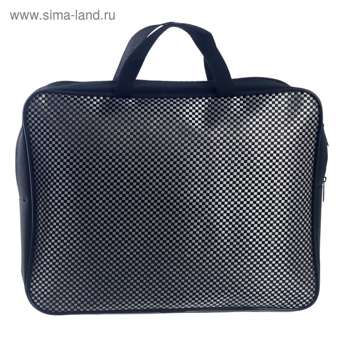 Папка с ручками А4, 360 х 270 х 80 мм, текстильная, ручка-тесьма Папка с ручками А4, 360 х 270 х 80 мм, текстильная, ручка-тесьма "Чёрные шашки" 3Ш48 9582