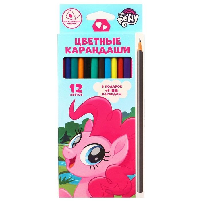 Цветные карандаши, 12 цветов, трехгранные, My Little Pony Цветные карандаши, 12 цветов, трехгранные, My Little Pony