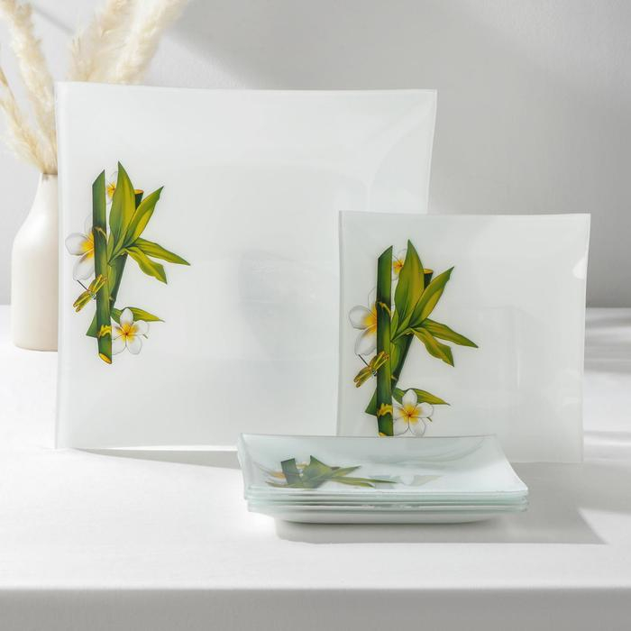 Набор блюд Доляна «Бамбук», 7 предметов: 29,5 см 1 шт, 19,5 см 6 шт, подарочная упаковка Набор блюд Доляна «Бамбук», 7 предметов: 29,5 см 1 шт, 19,5 см 6 шт, подарочная упаковка