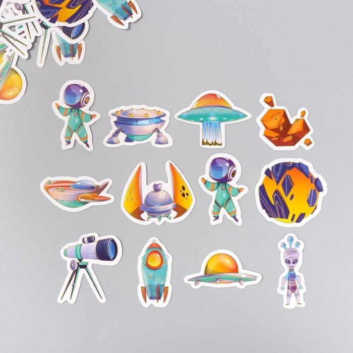 Наклейки для творчества Наклейки для творчества "Полёт в космос" тиснение серебро набор 48 шт 9х7х0,8 см