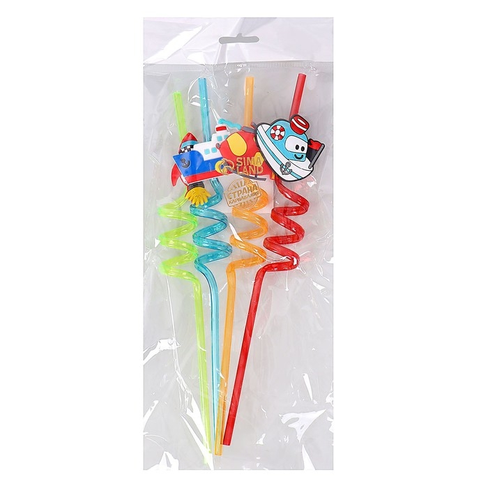 Трубочки для коктейля «Транспорт», набор 4 шт., МИКС Трубочки для коктейля «Транспорт», набор 4 шт., МИКС