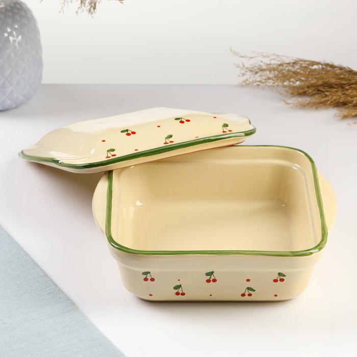 Емкость для запекания Емкость для запекания "Тетра с крышкой" 1,2л / 10х22х19,5см, кантри